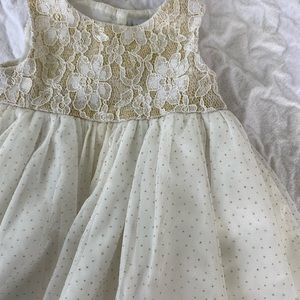 0-3 month, newborn white and gold lace sparkle party holiday dress